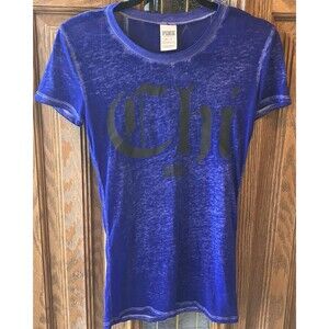Victoria's Secret Pink Chicago Marled "CHI" Crew Neck Tee Shirt Size XS EUC